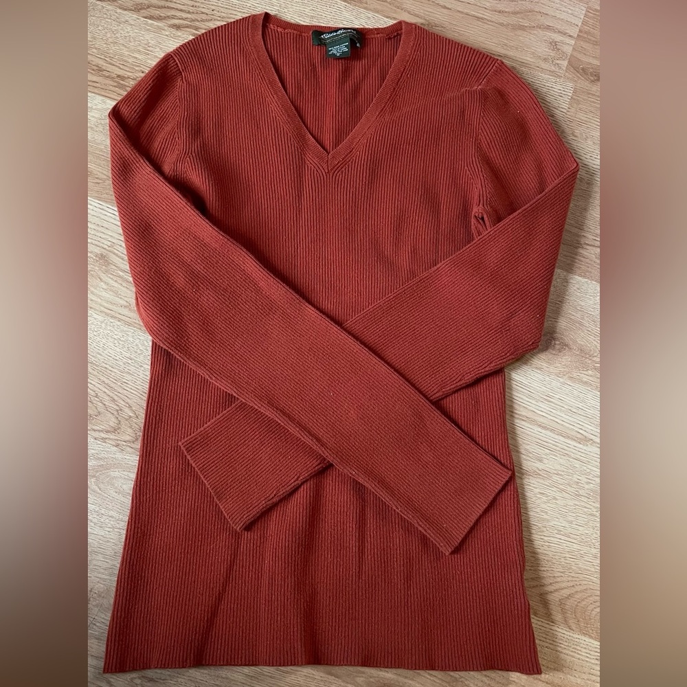 Eddie Bauer Rust Ribbed Womens Top
